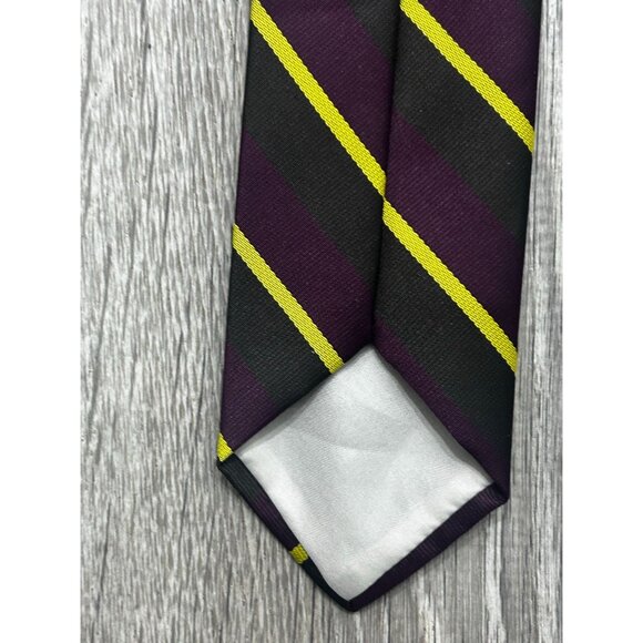 Giuseppe Neck Tie For Men's One Size Yellow Diagonal Stripes on Black - Picture 8 of 8